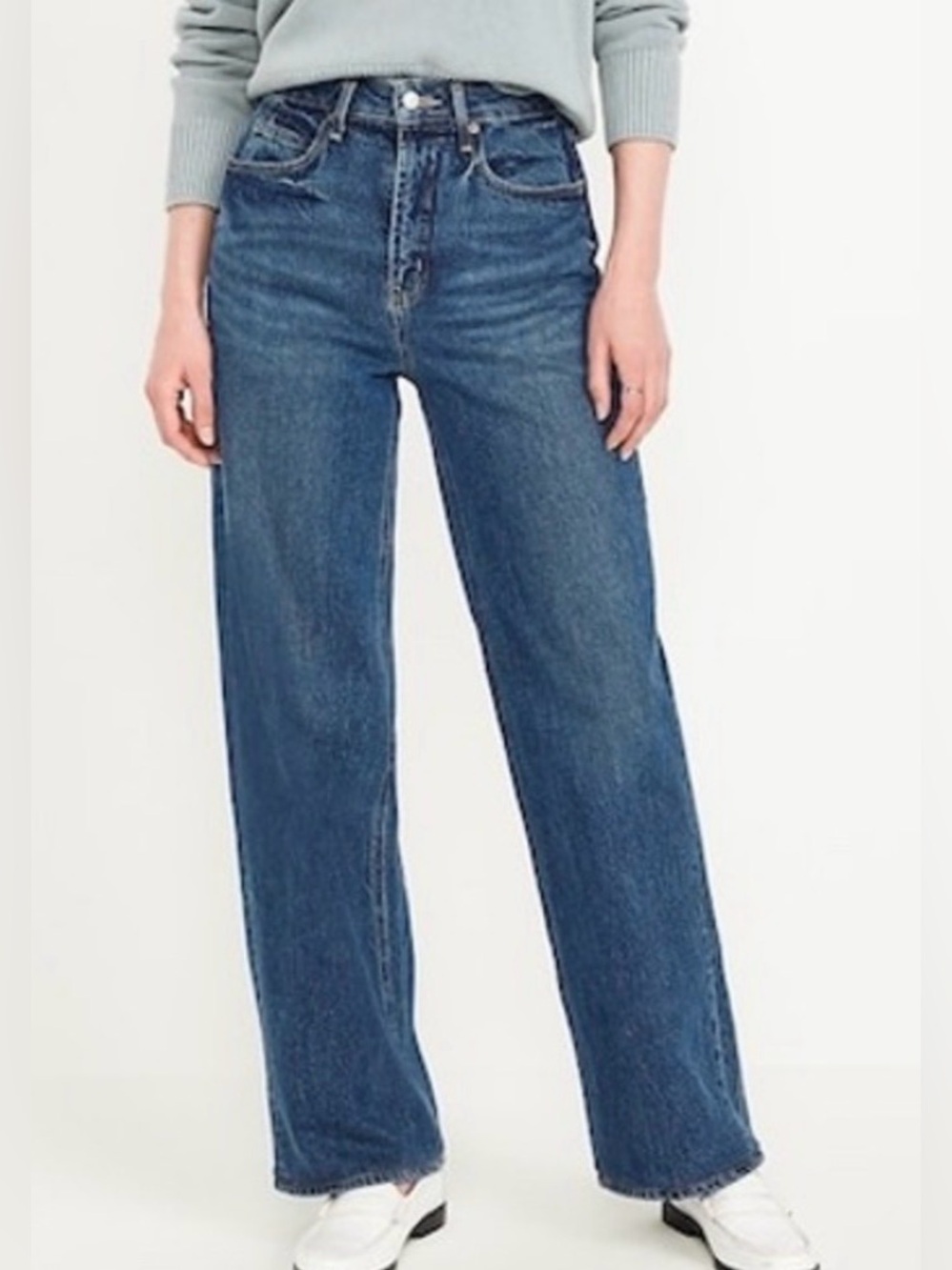 NWT Old Navy Extra High Rise Sky-High Wide-Leg Jeans in Dark Blue Wash Size 6